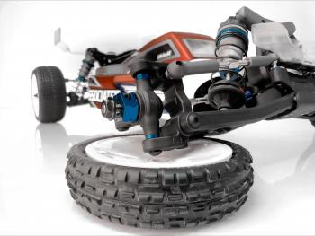 (Pictured: #71181 RC10B6 FT Titanium Hex Adapter Front Axle, installed on the RC10B6.4.)