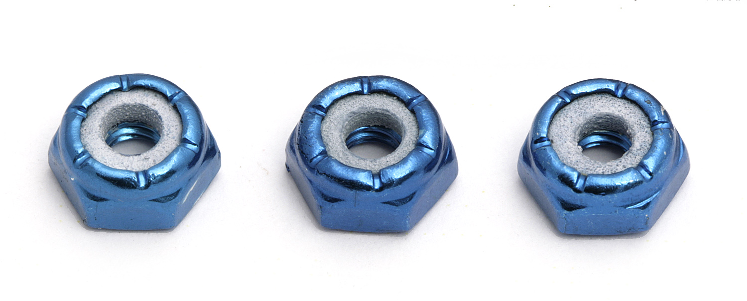 Locknuts, 8-32, low profile, blue aluminum