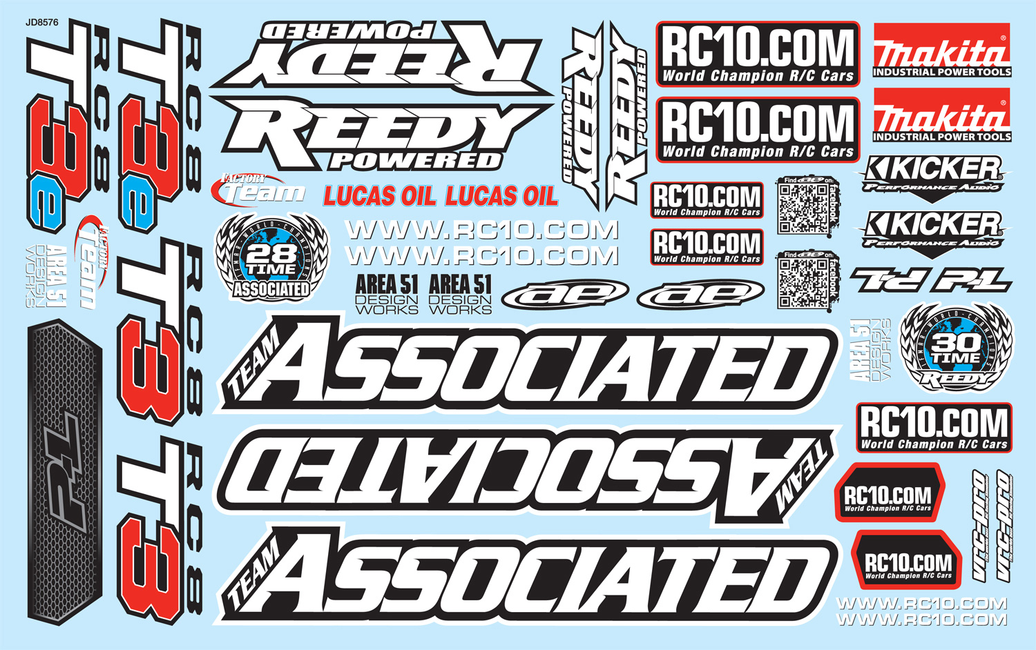 RC8T3/T3e Decal Sheet