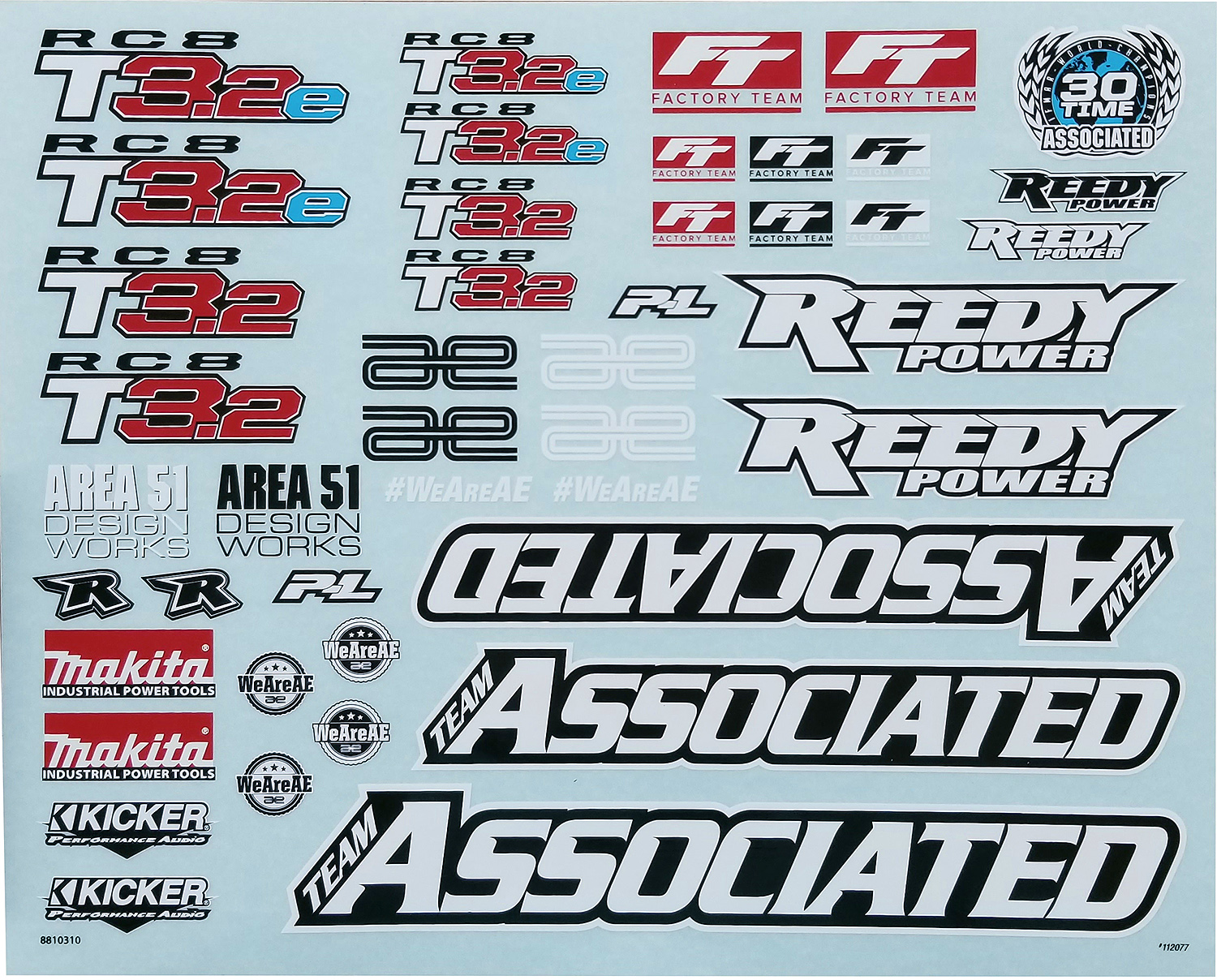 RC8T3.2 Decal Sheet