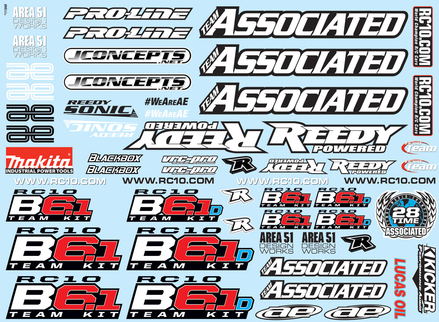 RC10B6.1 and B6.1D Decal Sheet