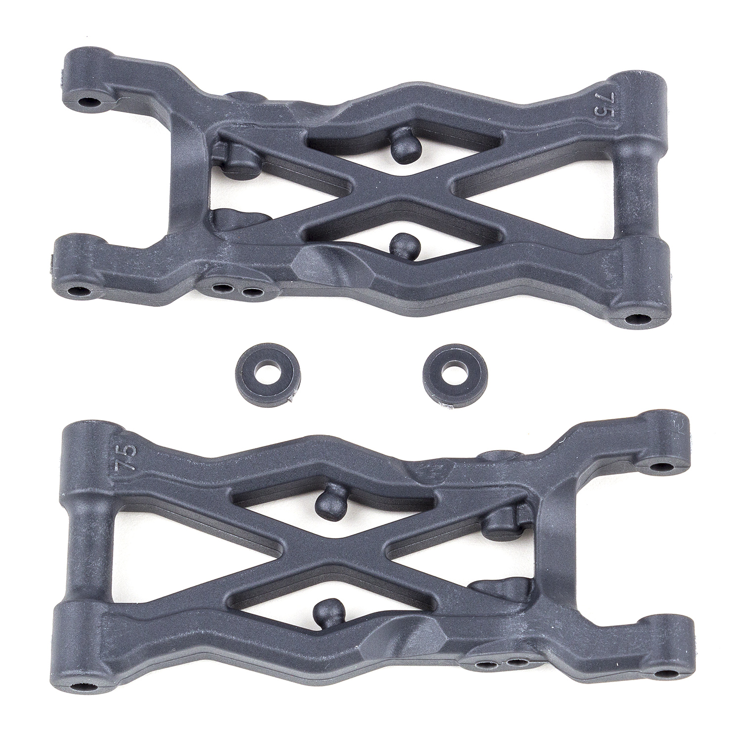 RC10B6.2 Rear Suspension Arms, 75mm, hard